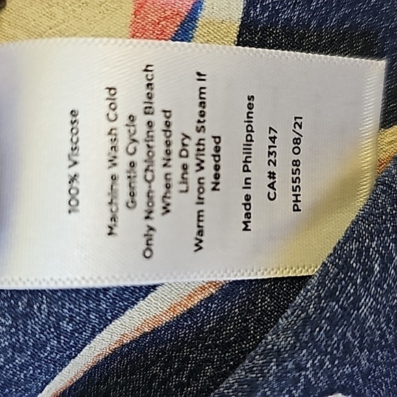 Talbotts tulip dress. large petite. Tie at waist. 2 big pockets. Blue/pink. Nice - Picture 10 of 11